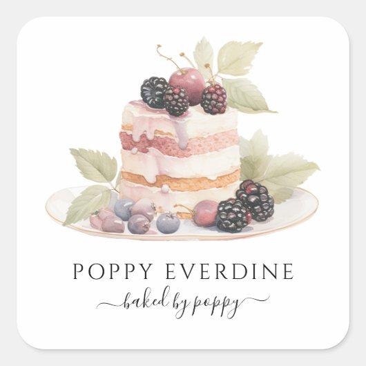 Koch für die Backbäckerei mit Aquarellfarben Quadratischer Aufkleber (Vorderseite)
