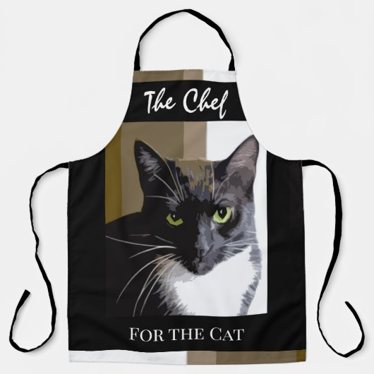 Koch für die Cat Schwarz-weiß All-over-Print-Schür Schürze (Vorderseite)