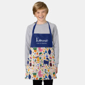 Koch für farbenfrohe Boho Cats Muster Schürze (Getragen)