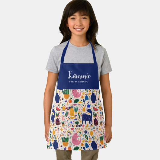 Koch für farbenfrohe Boho Cats Muster Schürze (Insitu)