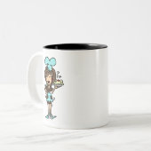 Koch für weibliche Konditoren - Brünette T - Shirt Zweifarbige Tasse (Vorderseite Links)