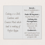 Koch für Zuhause Cooking Standard Semi Gloss Visitenkarten (Innenseite Aufgefaltet)