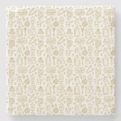 Koch-Geschenk | Glück ist der Geschmack des Lebens Steinuntersetzer (Vorderseite)