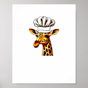 Koch Giraffe - Niedliche Giraffe in einem Koch-Hut Poster