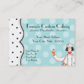 Koch Girl Cupcake Business Card - Schwarze Haare Visitenkarte (Rückseite)