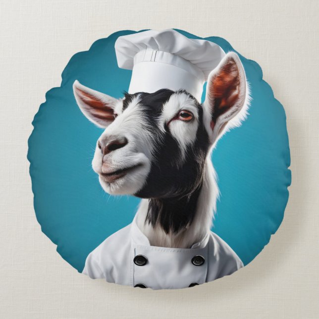 Koch Goat Rundes Kissen (Vorderseite)