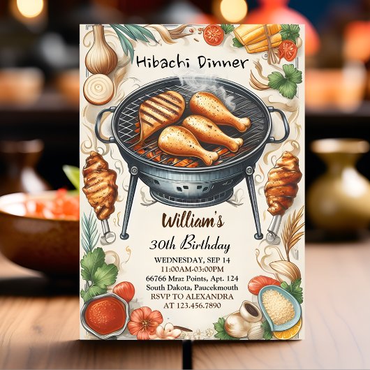 Koch Grillen Japanisch Sushi Hibachi 30. Geburtsta Einladung
