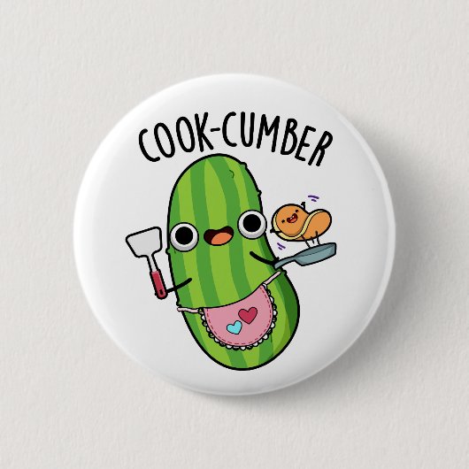 Koch-Gurke Funny Cucumber Pun Button (Vorderseite)