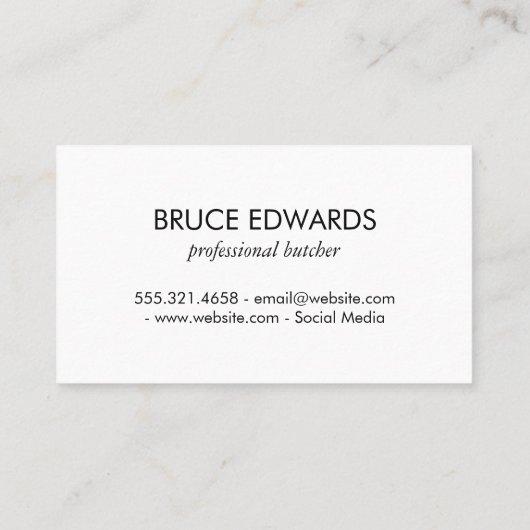 Koch Hat Butcher Knife Visitenkarte (Rückseite)