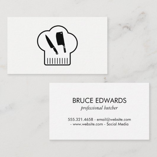 Koch Hat Butcher Knife Visitenkarte (Vorne/Hinten)