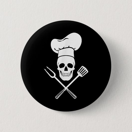 Koch Hat Cook Skull Kitchen Grillen Barbecue Tools Button (Vorderseite)