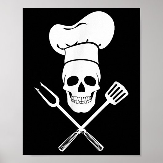 Koch Hat Cook Skull Kitchen Grillen Barbecue Tools Poster (Vorne)