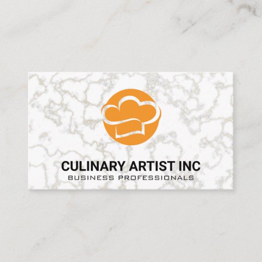 Koch Hat Orange | Marmorboden Visitenkarte (Vorderseite)