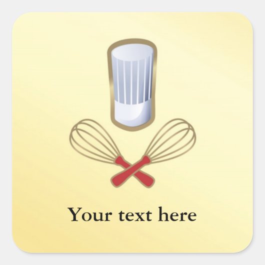 Koch Hat Personalisiert Labels Quadratischer Aufkleber (Vorderseite)