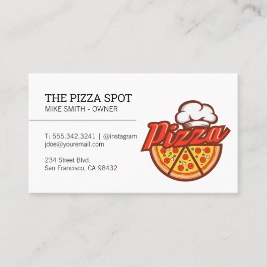 Koch Hat Pizza Logo Business Card Visitenkarte (Vorderseite)