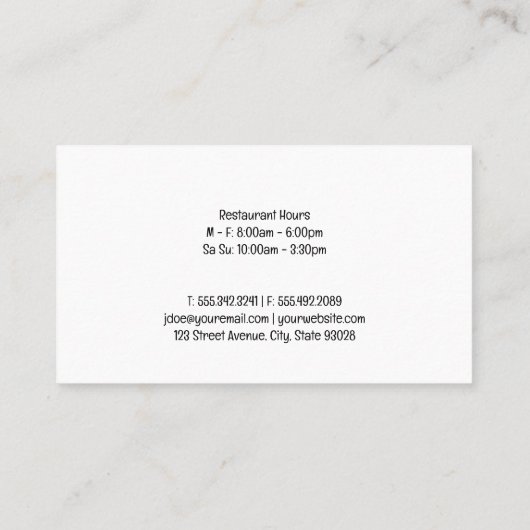 Koch-Hat-Silverware-Logo Visitenkarte (Rückseite)