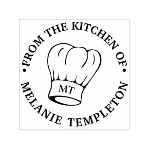 Koch Hat Toque "From the kitchen" Name Initials Permastempel