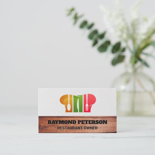 Koch Hat und Silverware | Cook-Logo Visitenkarte (Stehend Vorderseite)