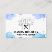 Koch Hat und Silverware | Wasserfarbe Visitenkarte (Vorderseite)