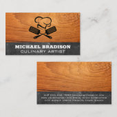 Koch Hat und Spatulas | Holz und Schiefer Visitenkarte (Vorne/Hinten)