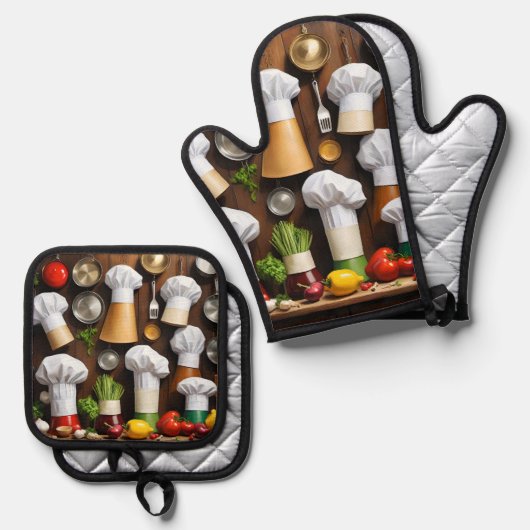 Koch Hats Ofenhandschuh & Topflappen-Set (Vorderseite/Rückseite)