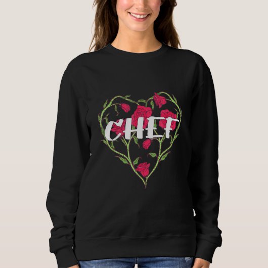 Koch Herz Rose Koch Kochen Kochen Sweatshirt (Vorderseite)