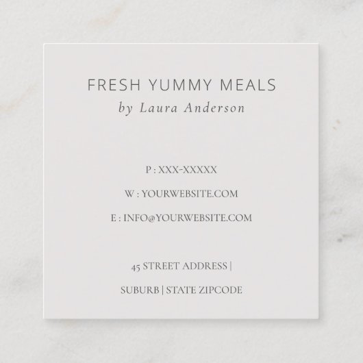 Koch Holzweiße Wasserfarbe Flora Vielen Dank Quadratische Visitenkarte (Rückseite)