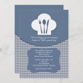 Koch Hut (blau) nach Hochzeitsfeiern Einladung (Vorne/Hinten)