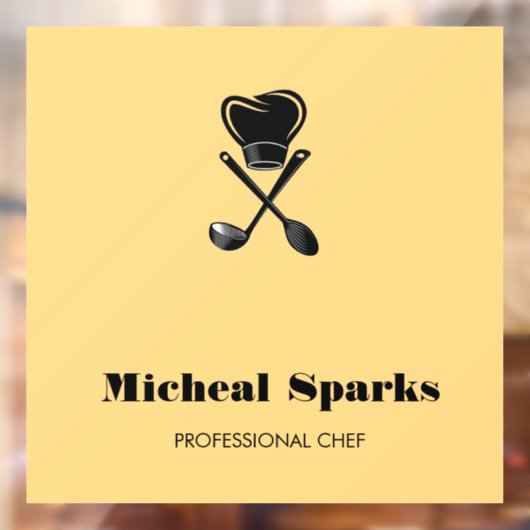 Koch Hut und Löffel Beige Silhouette Fensteraufkleber (Blatt 2)