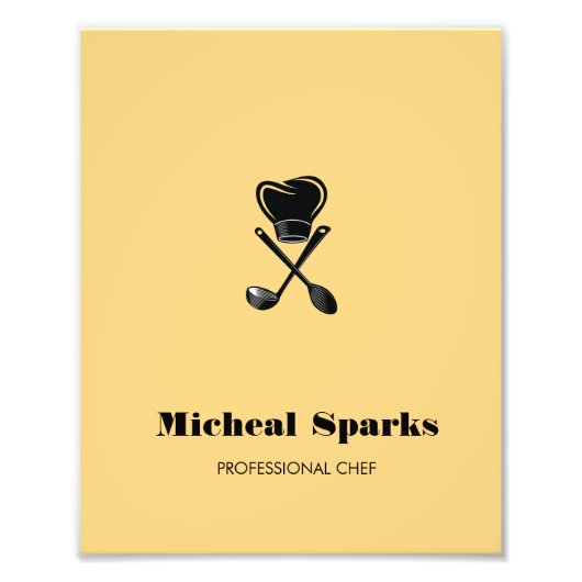 Koch Hut und Löffel Beige Silhouette Fotodruck (Vorne)