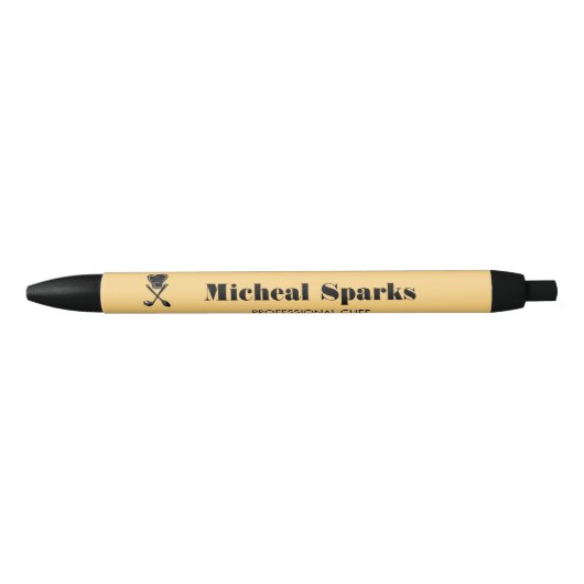 Koch Hut und Löffel Beige Silhouette Kugelschreiber (Vorderseite)