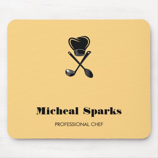 Koch Hut und Löffel Beige Silhouette Mousepad (Vorne)
