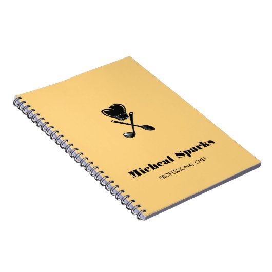 Koch Hut und Löffel Beige Silhouette Notizblock (Rechte Seite)