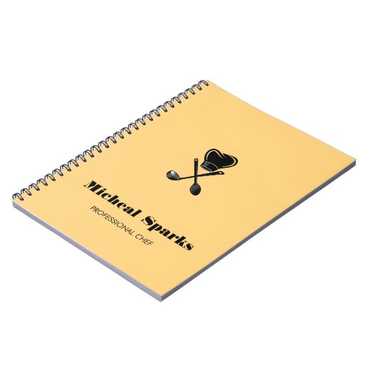 Koch Hut und Löffel Beige Silhouette Notizblock (Linke Seite)