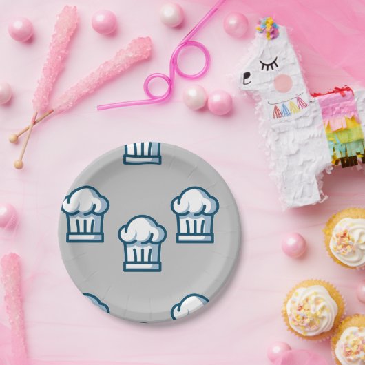 Koch-Hüte auf grau Pappteller (Party)