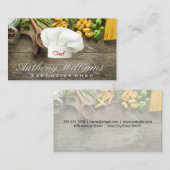 Koch-Hutlogo | Holztisch für Teigwaren Visitenkarte (Vorne/Hinten)