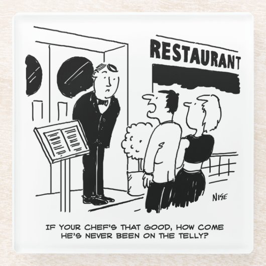 Koch im Restaurant nicht im Cartoon Glasuntersetzer (Vorderseite)