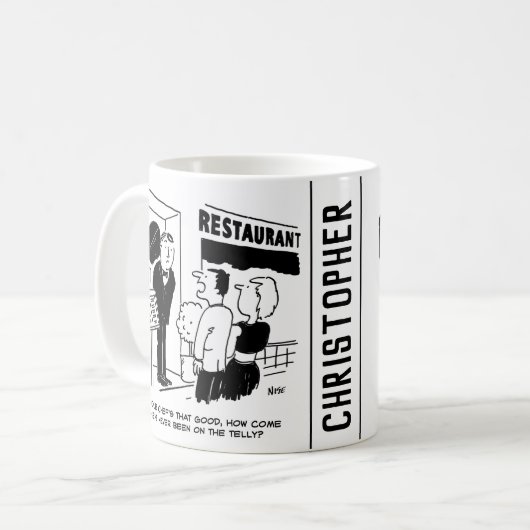 Koch im Restaurant nicht im Cartoon Kaffeetasse (Vorderseite Links)