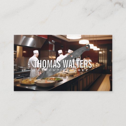Koch in der Küche | Metallmesser Visitenkarte (Vorderseite)
