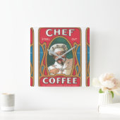 Koch Kaffee Vintage Jugendstil-Küche Quadratische Wanduhr (Zuhause)