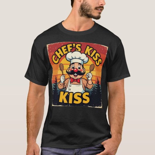 Koch Kiss Funny Retro Cartoon Koch T-Shirt (Vorderseite)