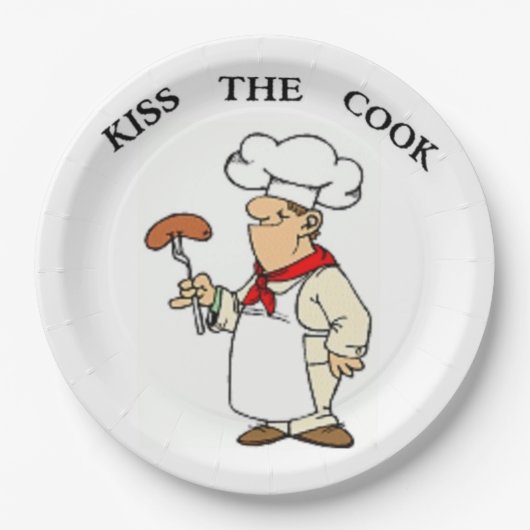 Koch "KISS THE COOK" Pappteller (Vorderseite)