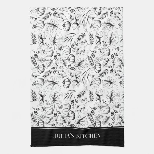 Koch Kitchen Black Modern Fall Illustration Geschirrtuch (Vertikal)