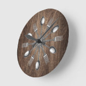 Koch Kitchen Utensils Elegant Dunkles Holz Runde Wanduhr (Winkel)