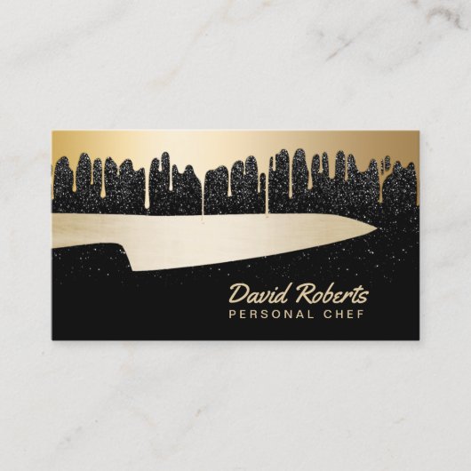 Koch Knife Catering Restaurant Modernes Black & Go Visitenkarte (Vorderseite)