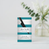 Koch Knife Moderne Silber & Aquamarine Streifen Ca Visitenkarte (Stehend Vorderseite)