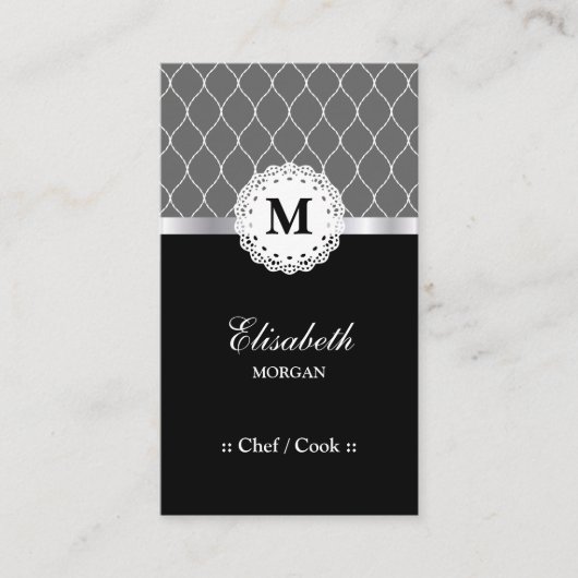 Koch / Koch - elegantes, schwarzes Spitzenteppich Visitenkarte (Vorderseite)