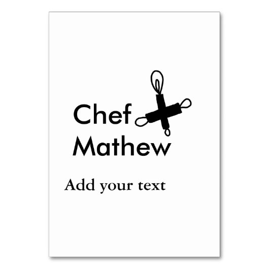 Koch Koch hinzufügen Namen Männer Küche Bäckerei Tischnummer (Vorderseite)