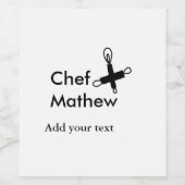 Koch Koch hinzufügen Namen Männer Küche Bäckerei Weinetikett (Einzelnes Label)