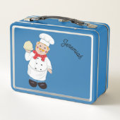 Koch kochen mit servierten Gericht Metal Lunchbox (Rückseite)